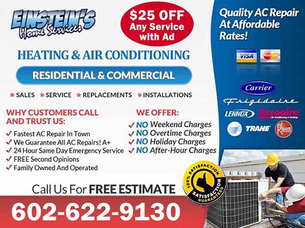 Einstein’s Home Services heating and cooling advertisement